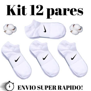 Kit 12 Meias ou 6 Pares de Meias Soquete curta algodão Masculinas e femininas Brancas