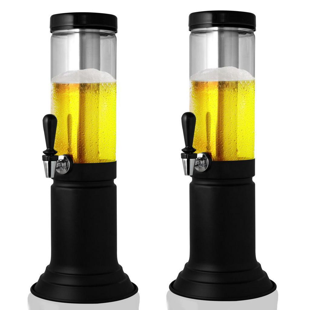 Kit com 2 - Torre de Chopp com Porta Gelo, Recipiente para 1,5 Litros em PET Use Como Chopeira ou Cervejeira