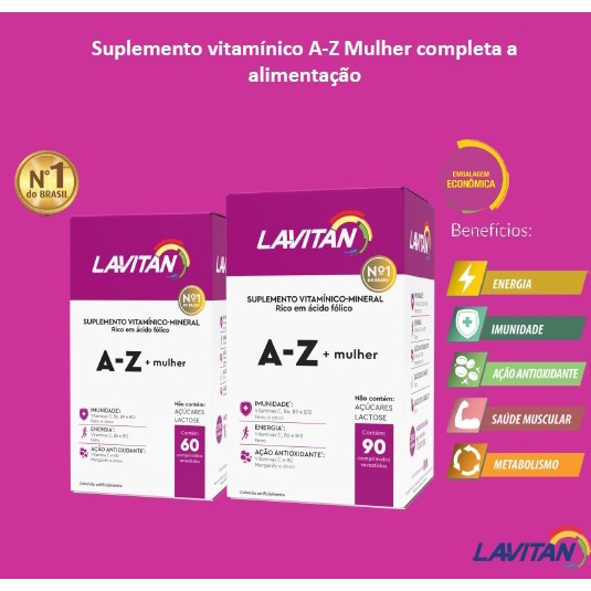 Lavitan Mulher A-Z com 60 comprimidos Polivitaminico e polimineral ...