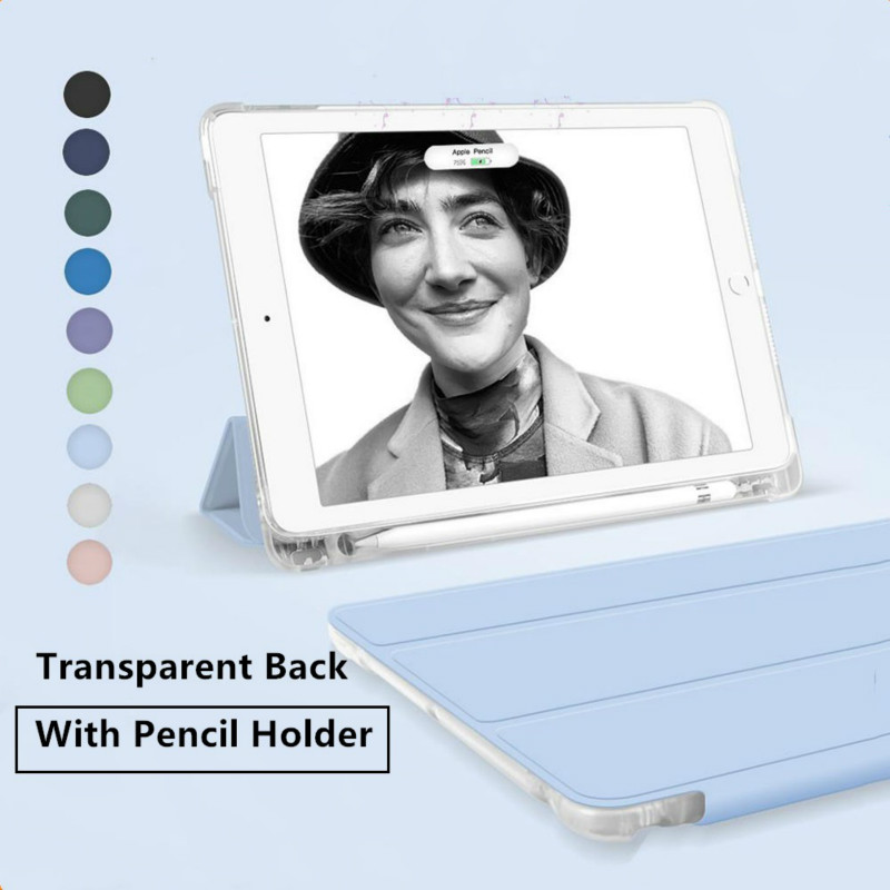 Caso Ipad 8 7 10.2 Mini Air Transparente Tampa Da Caixa De Volta Com Lápis Titular Inteligente Caso Escudo Protetor Ímã Auto Wake Capa