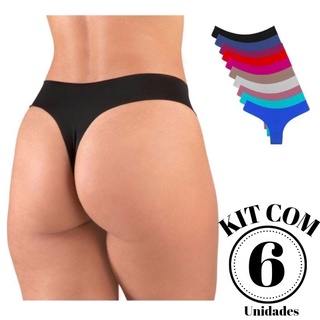 Kit 6 calcinha fio dental tanga sem costura corte a laser
