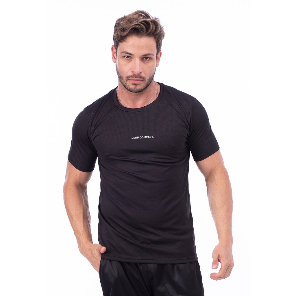 Camiseta Dry Fit de Poliester Malha Fria Academia Masculina