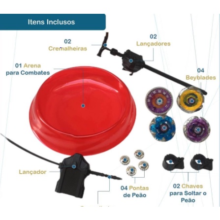 Batalha 4 Peões Tornado Compatível Beyblade Wild Top Arena - Carrefour