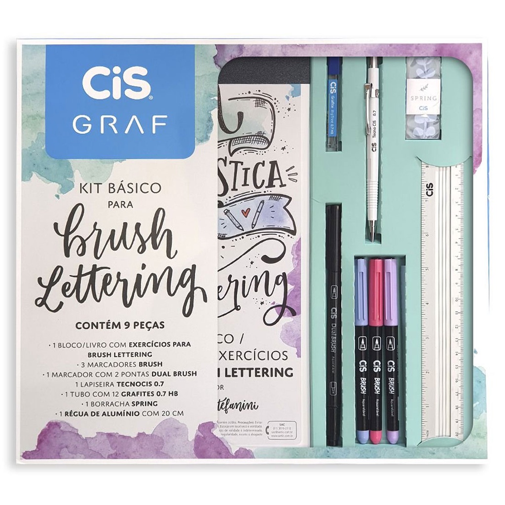 Kit Lettering 9 Peças Brush Apostila Regua | Shopee Brasil
