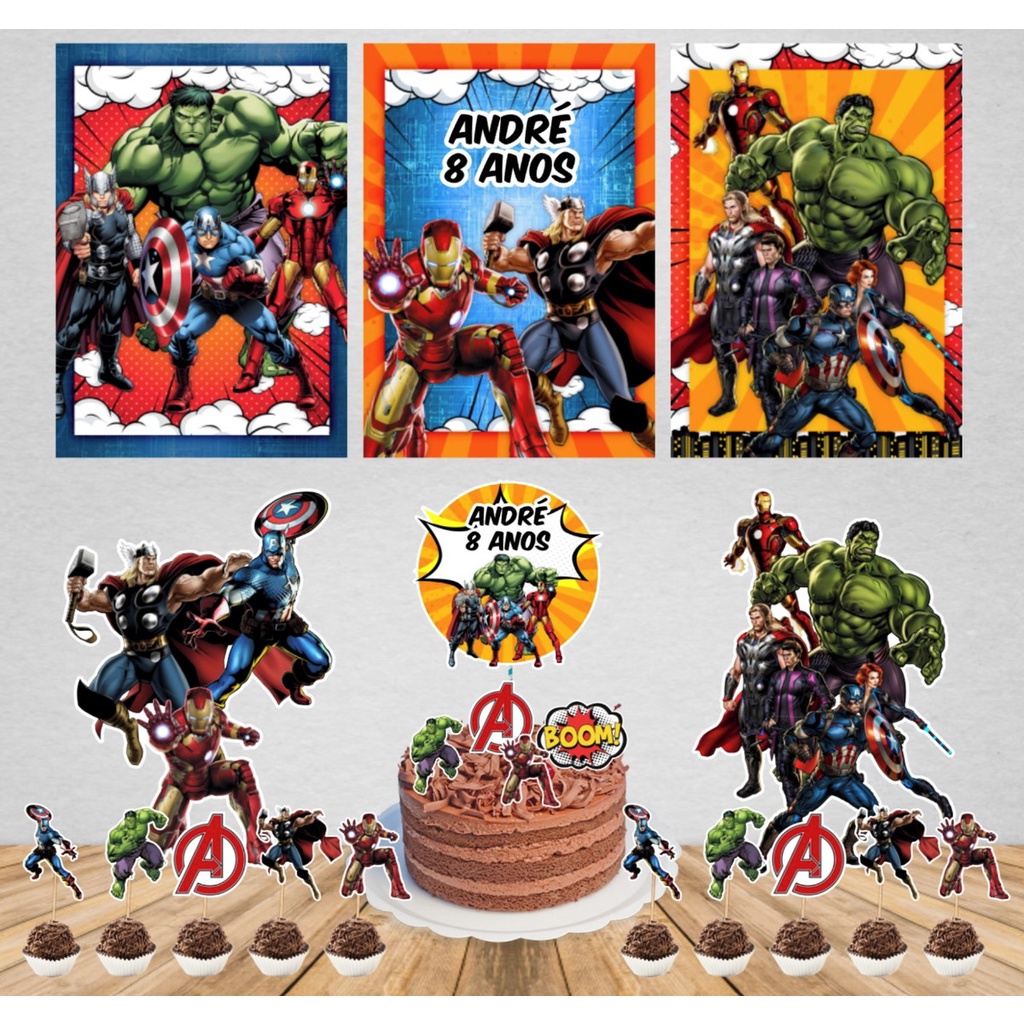 Kit Festa Fácil Vingadores Marvel Aniversário Criança