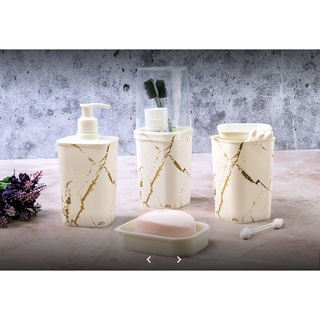 Kit Banheiro Classic BRANCO MARMORE 4 Peças Plasútil