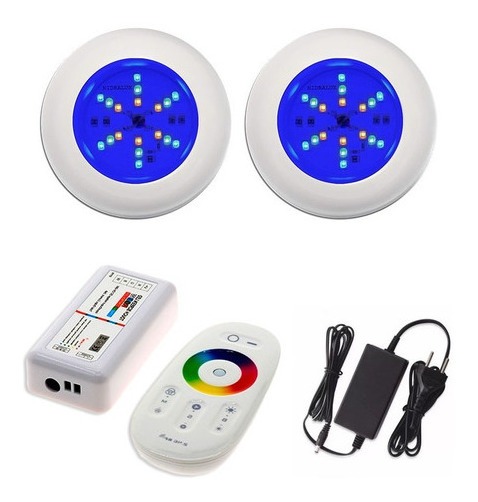 Kit 2 Refletor Para Piscina Luminaria Led 6w Rgb Infinity Pool+ Comando ...