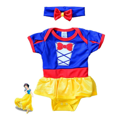 Fantasia Vestido Princesa Branca de Neve com Laço Bebê - SACOLA DO BEBÊ