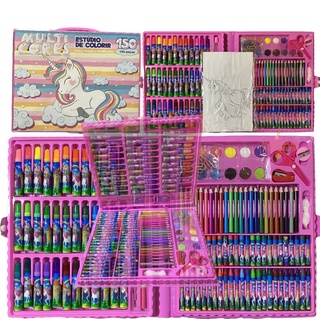 Estojo 150 Peças Escolar Maleta Para Desenho Pintura Infantil Completa de Az e colorir