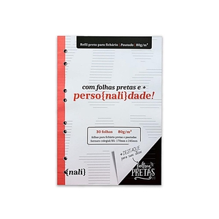 Bloco NALÍ Colegial/B5 Preto p/ Fichário 80g/m2 c/ 30 Folhas