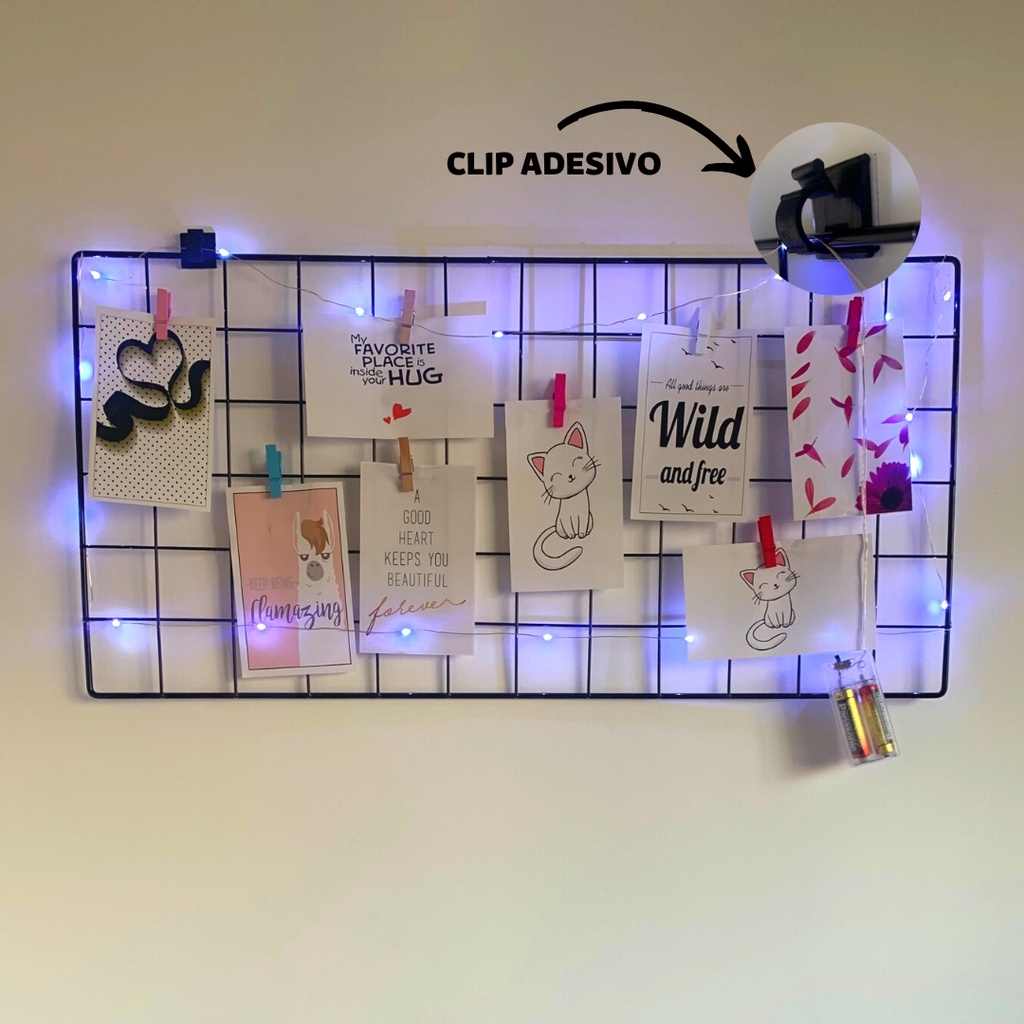 Memory Board Com Fio De Led Grade De Fotos Com Luz Mais Mini Prendedor