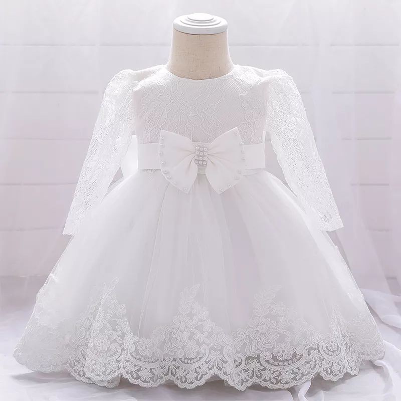 Vestido Infantil de Festa Branco Batizado Batismo Daminha de Honra