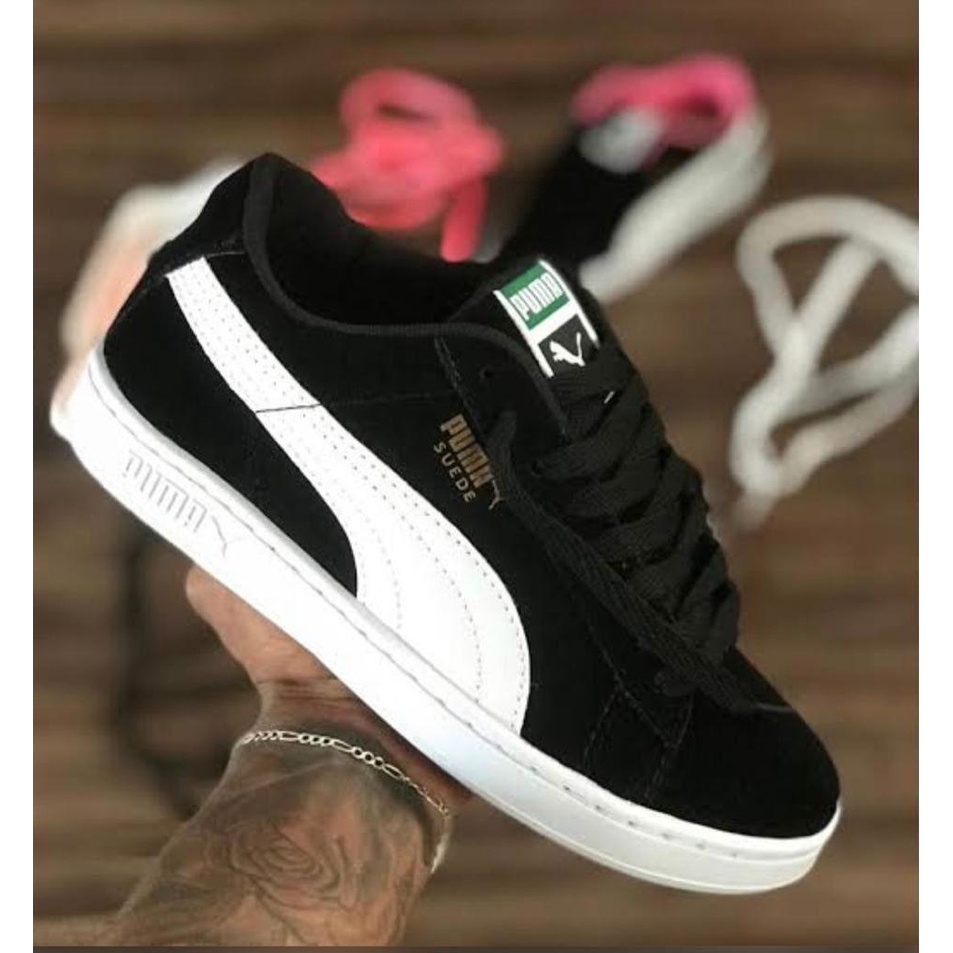 Puma suede store com cadarço branco