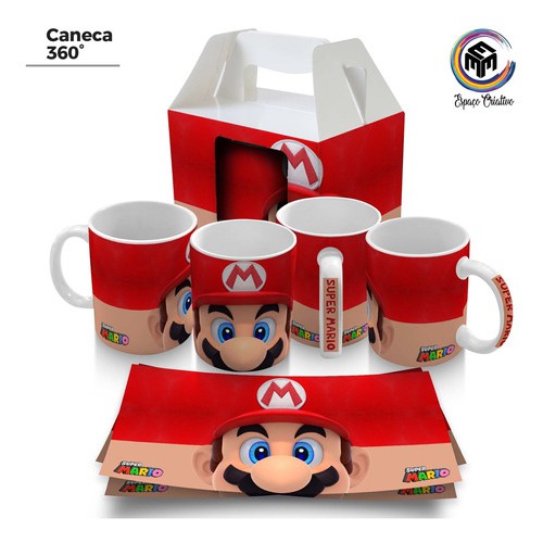 Chávena com Caixa Super Mario 1-UP Cerâmica 360 ml - Super Mario