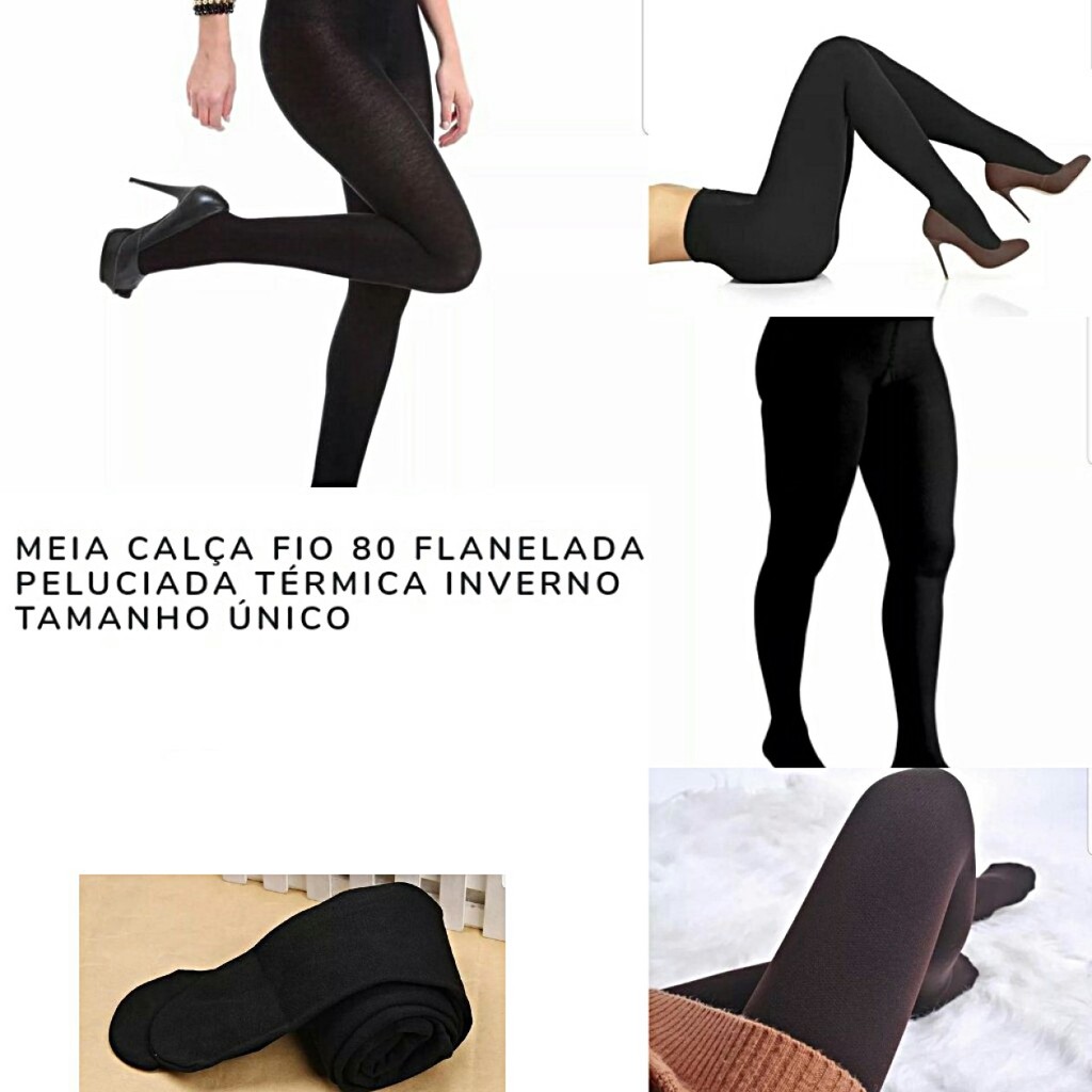 Meia Calça De Frio Com Pe Cor Preta Fio Grosso 80 Inverno Amorarma ...