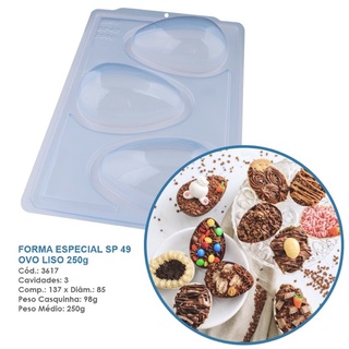 kit 5 formas ovo de páscoa 250 gramas Sp semiprofissional cod 3617 silicone 3 partes