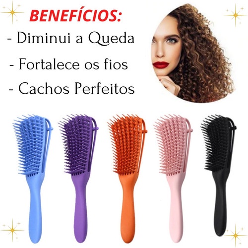 Pente De Cabelo Escova Polvo Massagem ( CORES SORTIDAS ) - Clube dos Cabelos