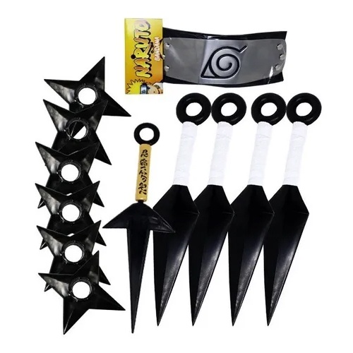 Kit Bandana Naruto aldeia da folha Renagado, Kunai, Shuriken Minato e Colar  Ajustável Akatsuki no Shoptime