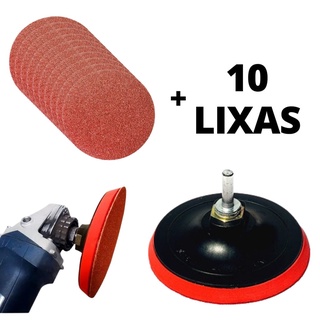 SUPORTE DE LIXA DE VELCRO 125mm + 10 DISCOS DE LIXA + ADAP. PARA USO EM FURADEIRA/PARAFUSADEIRA/ESMERILHADEIRA/LIXADEIRA