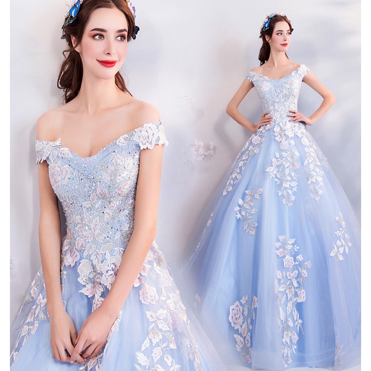 Vestido Princesa Azul Claro