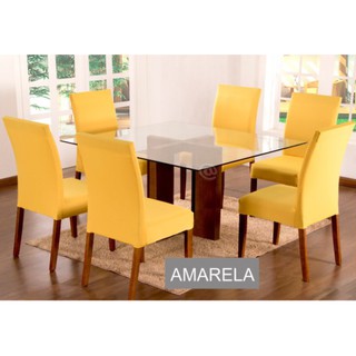 Kit Com 6 Capas Para Cadeira Em Malha - Amarela