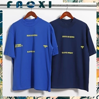 (FACXI) Camiseta Larga De Algodão Com Manga Curta Tamanho Grande/Kanye JESUS IS KING