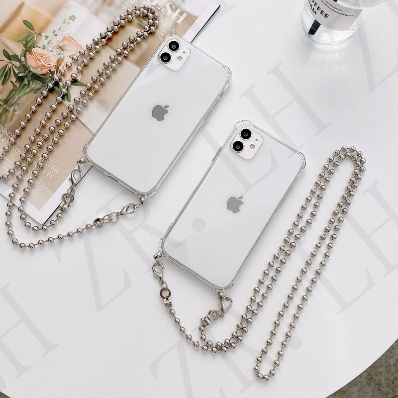 Capa Flexível Com Corrente De Aço Cordão Para Iphone 11/12/13 Pro Max ...