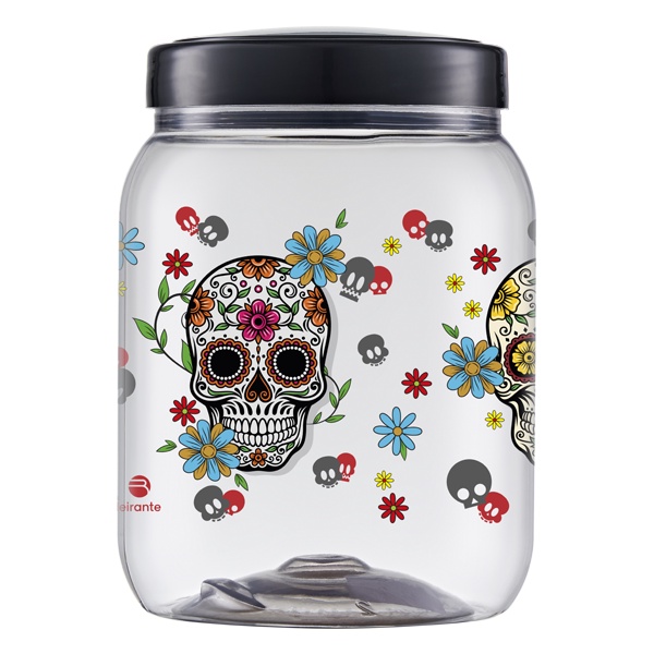 Pote Caveira Mexicana 1000 Ml Tampa Preta