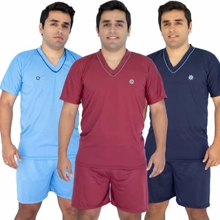 KIT 3 Pijamas Masculino Liso Short Curto Confortável Para seu Sono Promoção em Oferta na Shopee