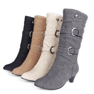 Mais Tamanho 35-43 Sapatos Femininos De Outono E Inverno Fivela De Couro Martin Botas