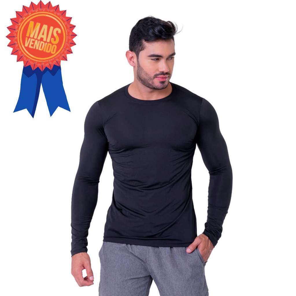 Camisa Blusa Térmica Masculina Manga Longa Proteção UV 50+ Segunda Pele