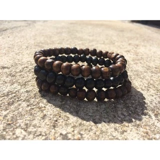Combo Pulseira De Bolinha Madeira Kit 3 Peças