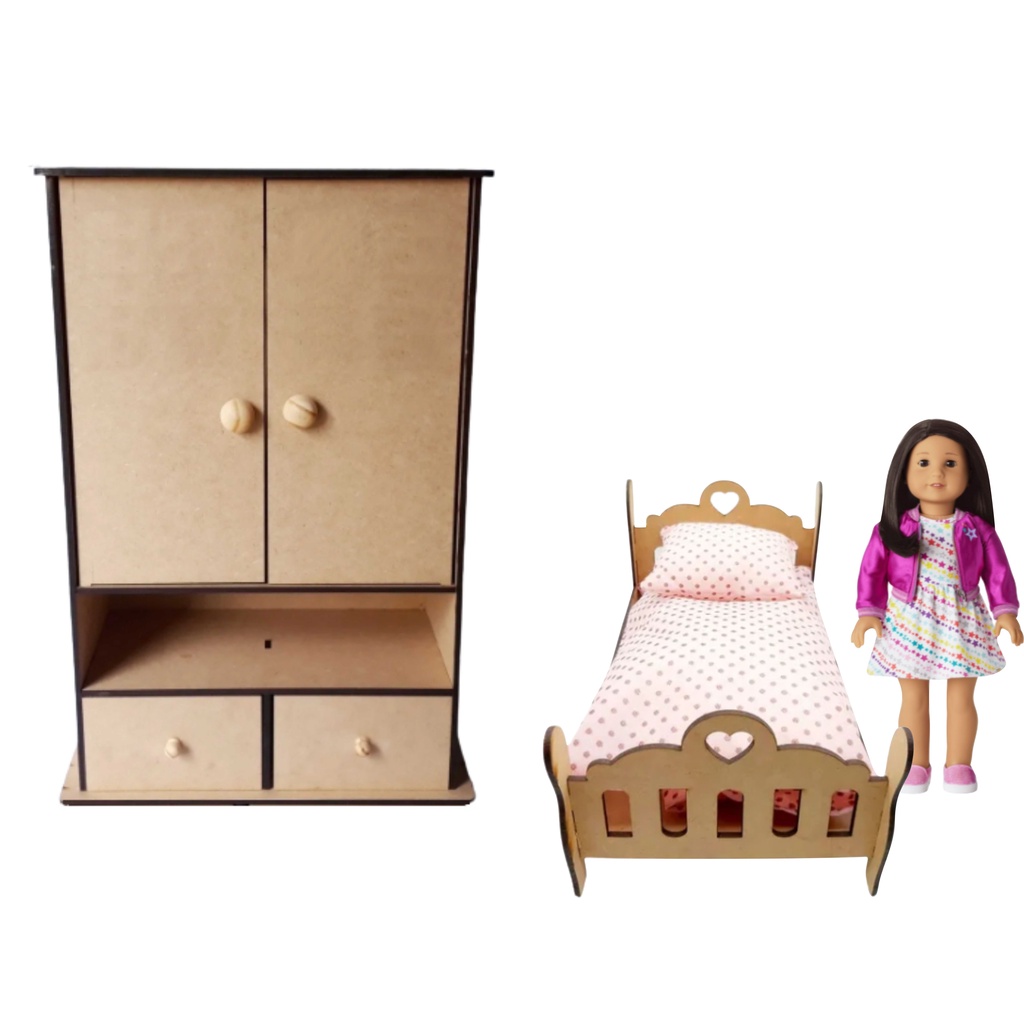 KIT Guarda Roupa Para Bonecas Reborn, Baby Alive, American Girl MDF CRU ...
