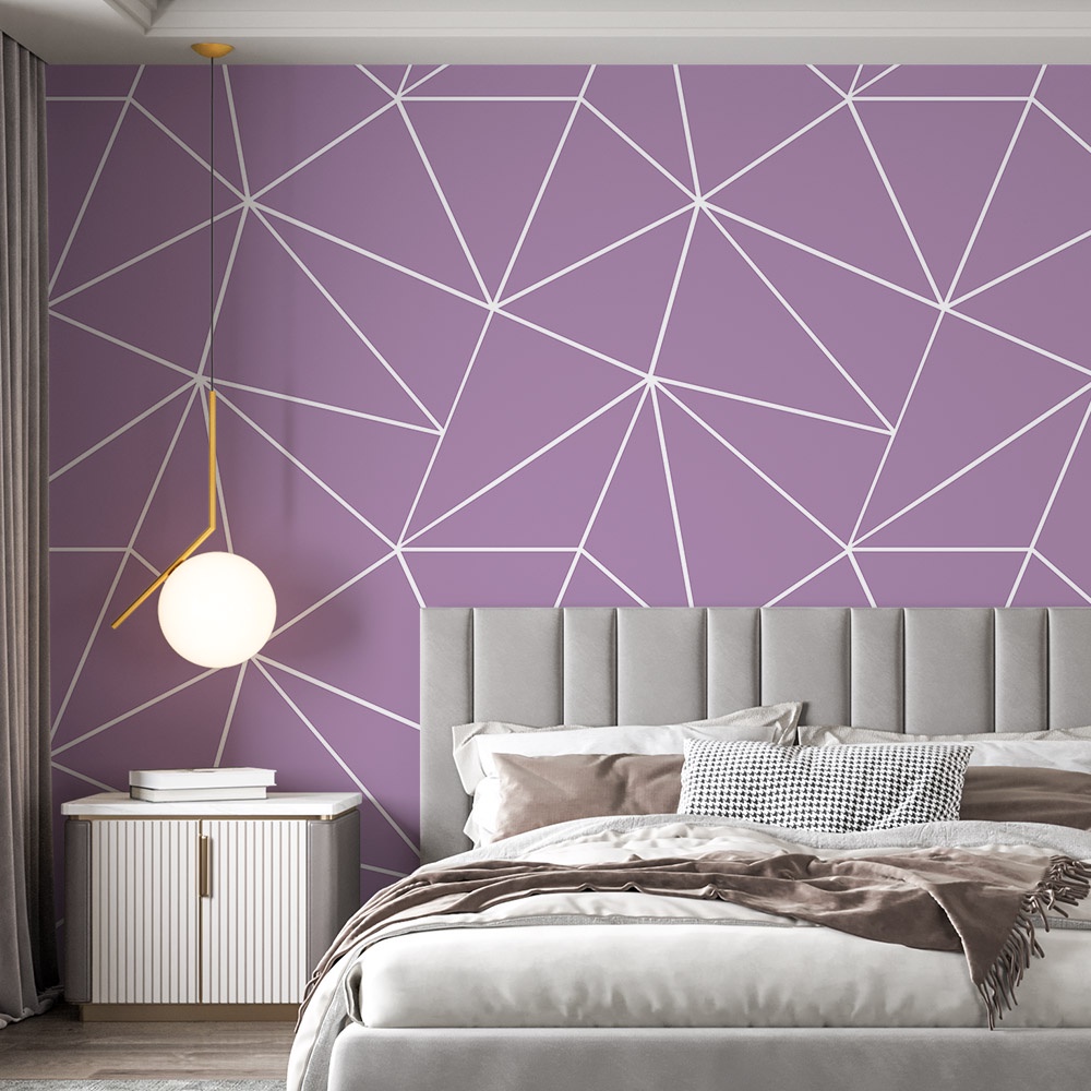 Papel De Parede Adesivo Zara Lilás e Branco - Para Quarto, Sala, Cozinha, Escritório e Lazer