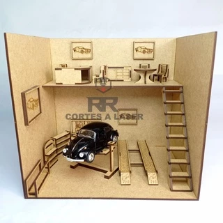 Diorama Miniatura de Oficina p/ Carinho Escala 1:32 MDF cortado a Laser NÃO ACOMPANHA O CARRINHO