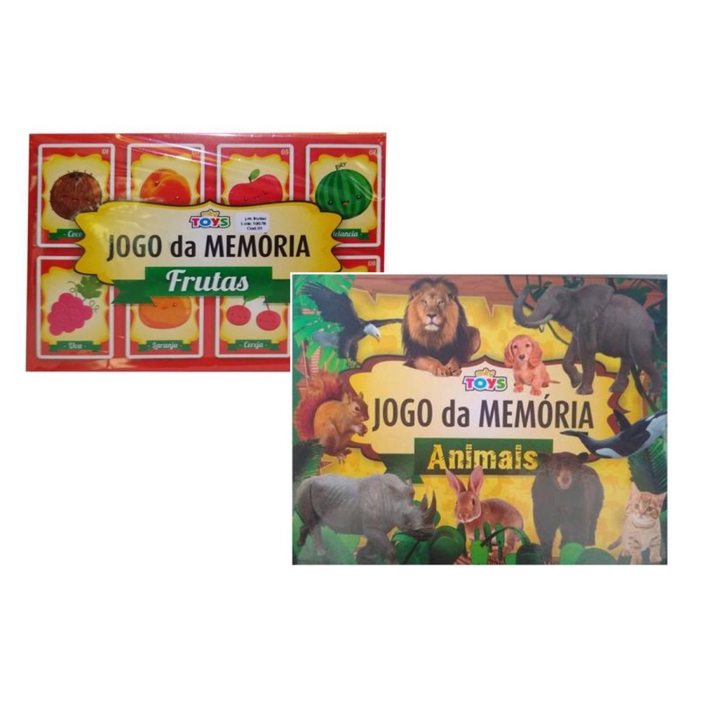 Kit com 2 Jogos de Memória - Frutas e Animais