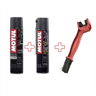 Kit Motul C1 + C4 + Escova Para Limpeza De Corrente Motos