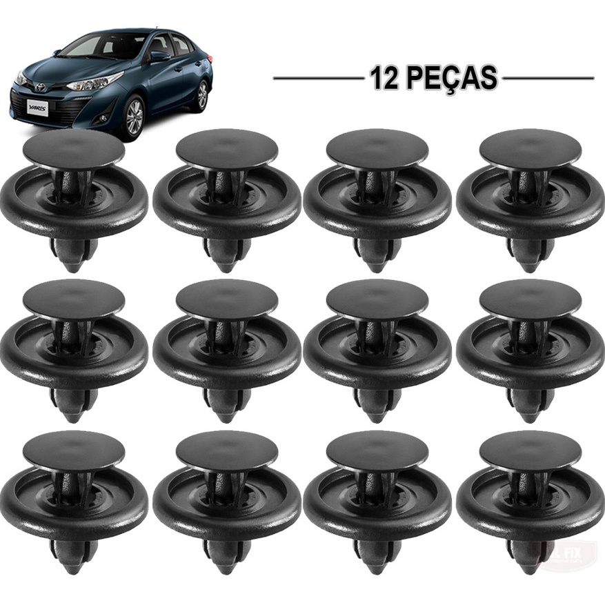 12 Grampos Trava Parachoque e Parabarro Toyota Yaris 7mm | Shopee Brasil