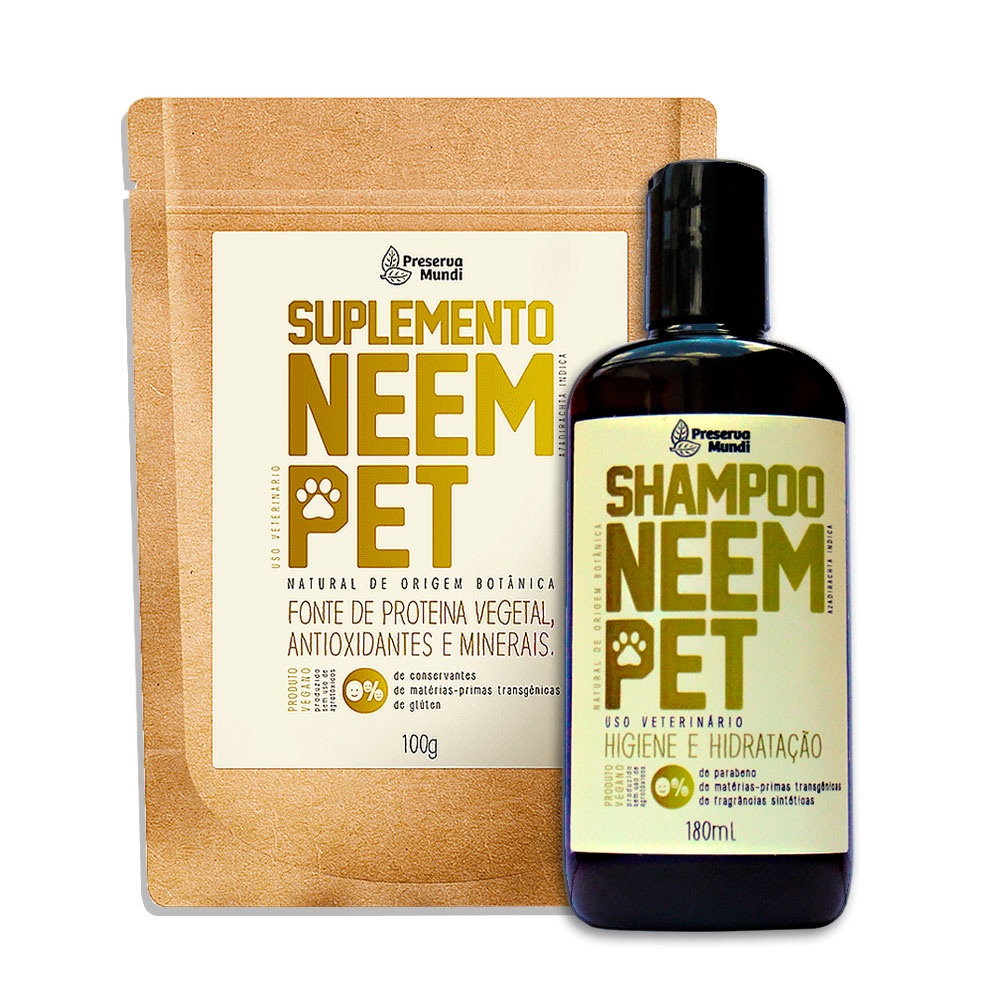 Kit Suplemento Neem Pet 100g + Shampoo Neem Pet 180ml Shopee Brasil