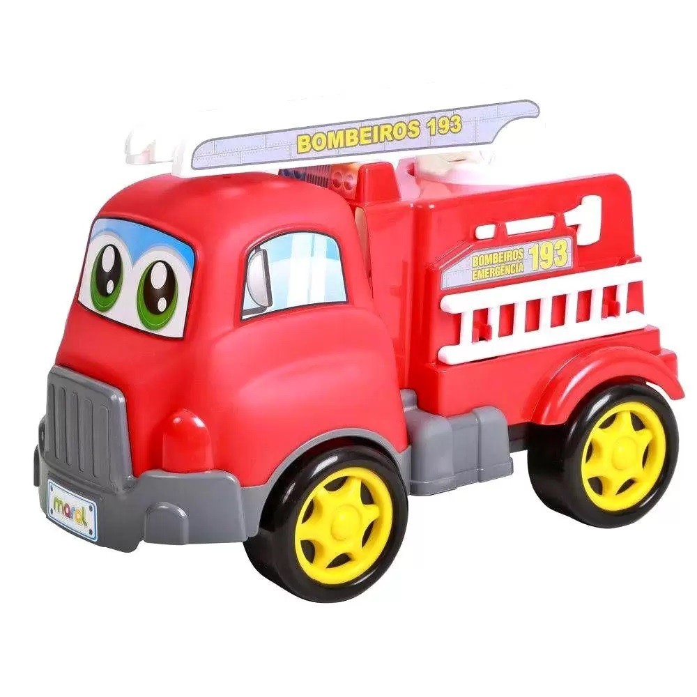 BBR Toys KIt caminhão de brinquedo infantil para criança a fricção  Plataforma e Bombeiro BBR