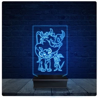 Luminária Led Acrilico Abajur - Timão e Pumba Rei Leão