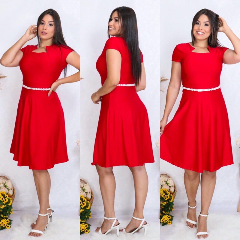 Vestido gode hot sale midi vermelho