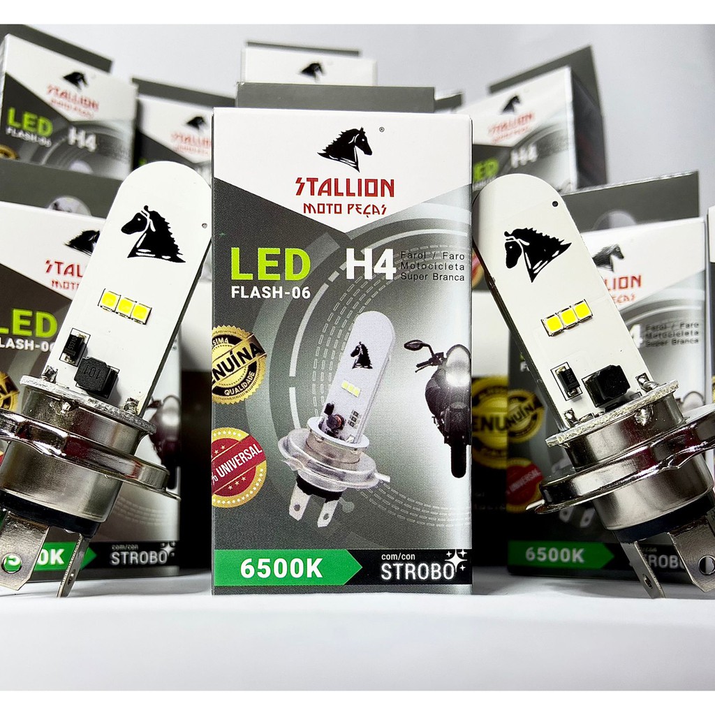Lampada Farol Led H4 Modelo Strobo 6500k Cavalinho