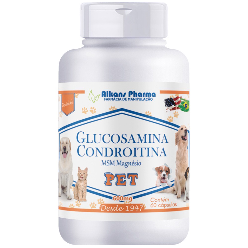 Pet Glucosamina Condroitina MsM e Magnésio 60 Capsulas