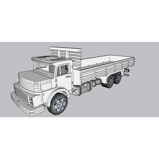 Miniatura Caminhão Mercedes 1113 Com Carroceria, Em Mdf.