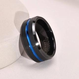 VNOX Anel Masculino De Aço Escovado/Azul/Sulco/Da Moda Para/Joias/Presente