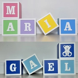 Cubos Com Nome De Bebê Em Mdf 6x6 Cm Blocos Com nome Decoração Maternidade Infantil em Oferta na Shopee