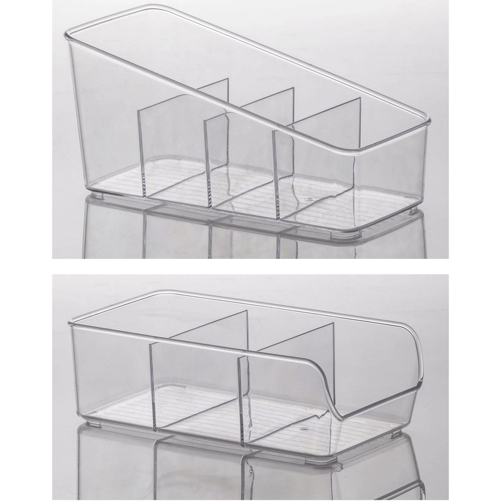 Cesto Acrílico Organizador Com Divisórias 27x13 Ou 28x14CM -Paramount