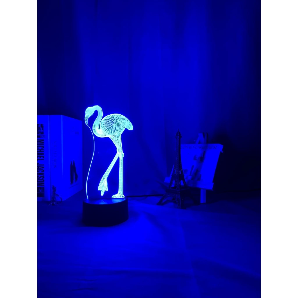 Lâmpada Noturna Acrílica De Ilusão 3d Flamingo Mudança De Cor Sensor De Toque Para Decoração De Quarto Luz Infantil Led Bebê