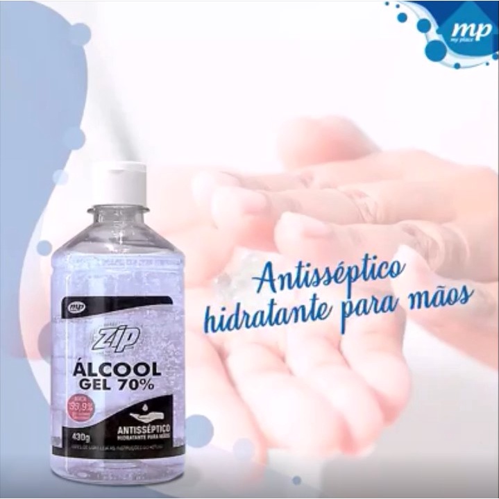 Álcool Gel Antisséptico Zip 430g / Hidrata e não resseca a pele